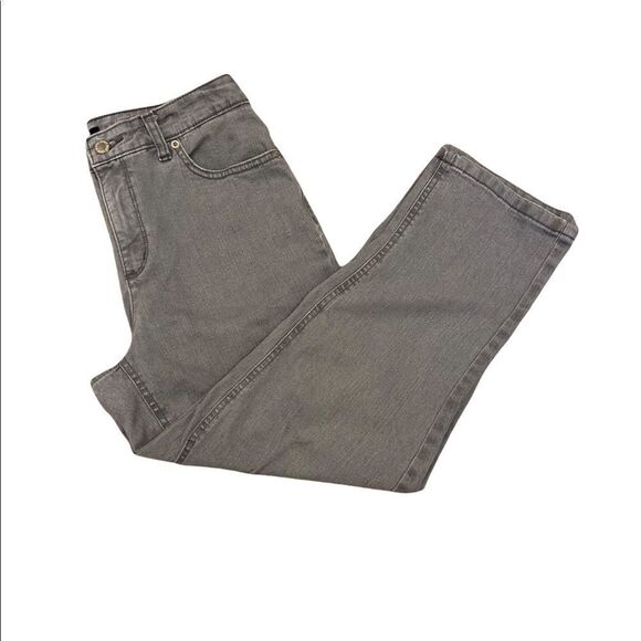 JONES NEW YORK Denim Grey Cropped Stretch Straight Leg Jean 8 - Picture 1 of 11